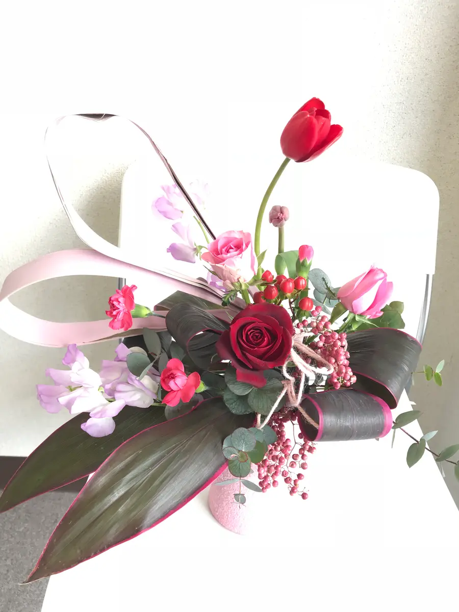 フラワーアレンジメント♡バレンタインツリー♡造花アレンジ♡バレンタイン