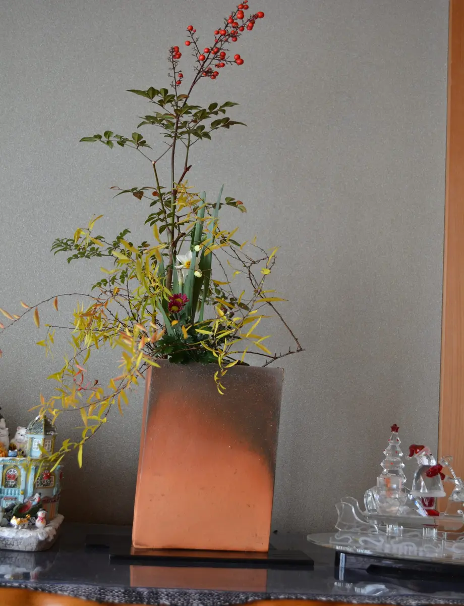 南天・水仙・雪柳・寒菊「生け花」のアルバム-みんなの趣味の園芸76597