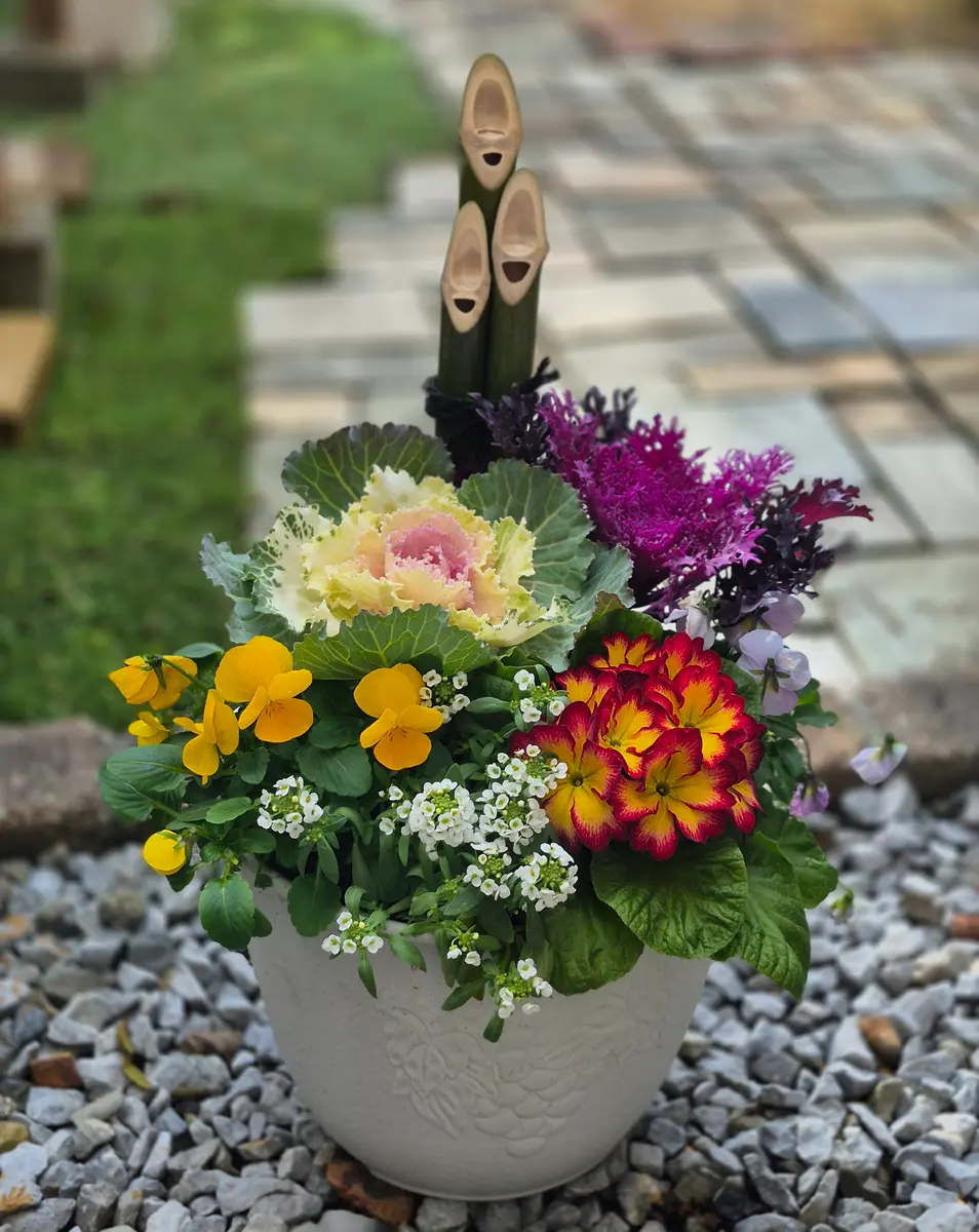 父が組んだ竹を使って門松の寄せ植え「寄せ植え」のアルバム-みんなの