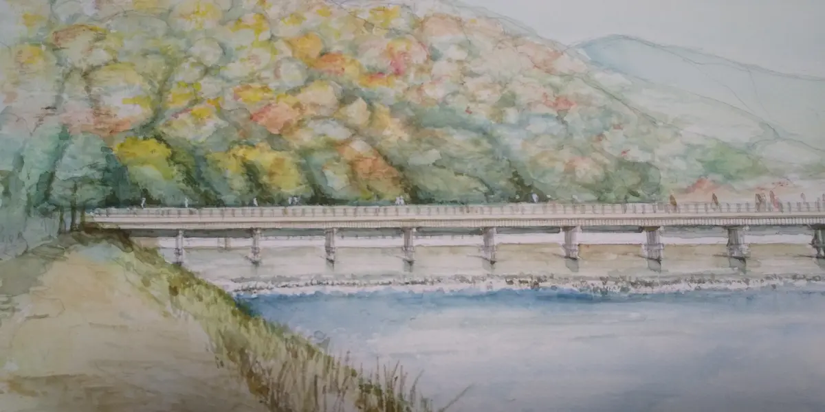水彩画教室嵐山の紅葉の絵|園芸日記byぼた山|みんなの趣味の 水彩画教室嵐山の紅葉の絵|園芸日記byぼた山|みんなの趣味の