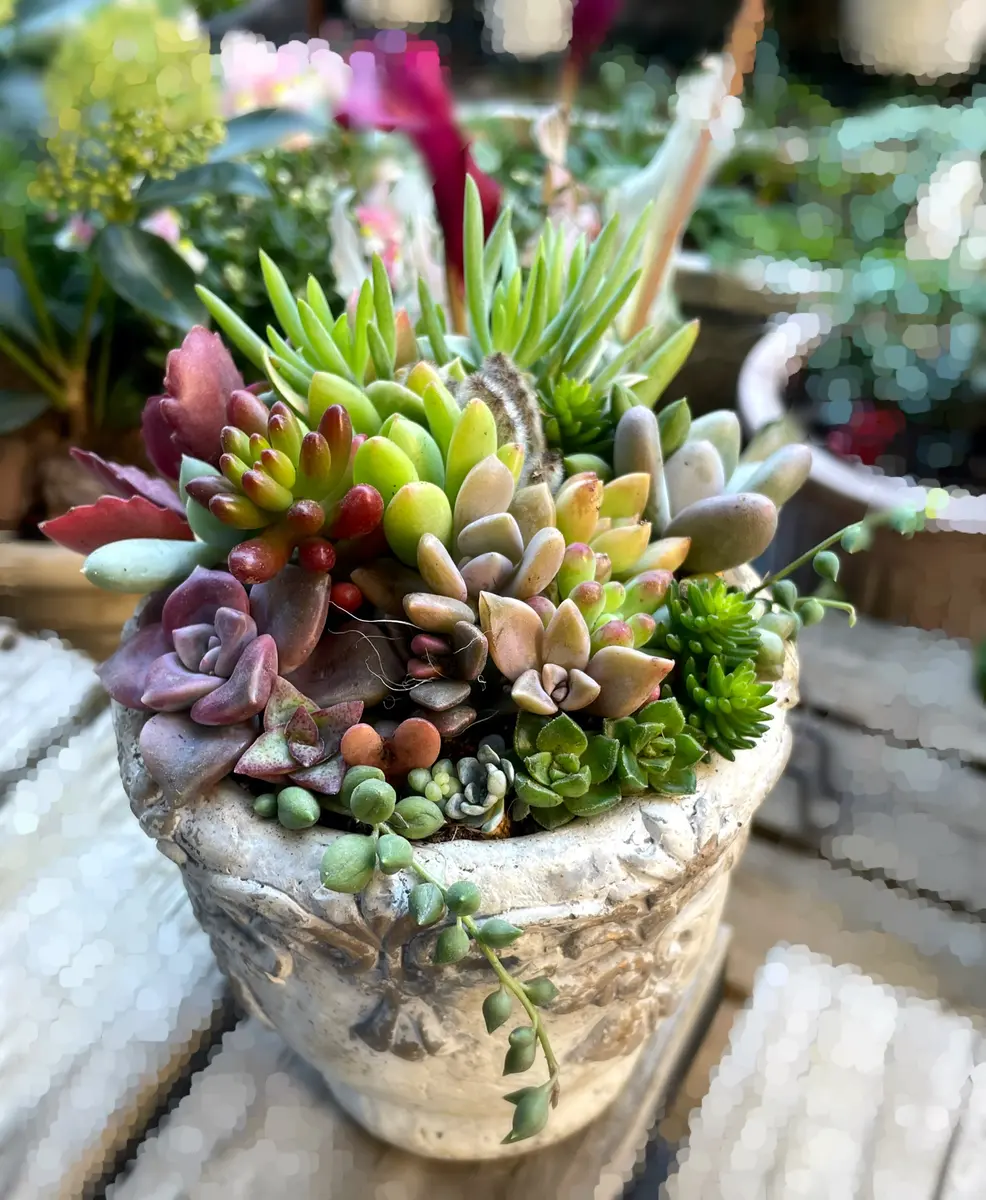 多肉寄せ植えと生きていた「雪うさぎ」｜園芸日記byあずきもち