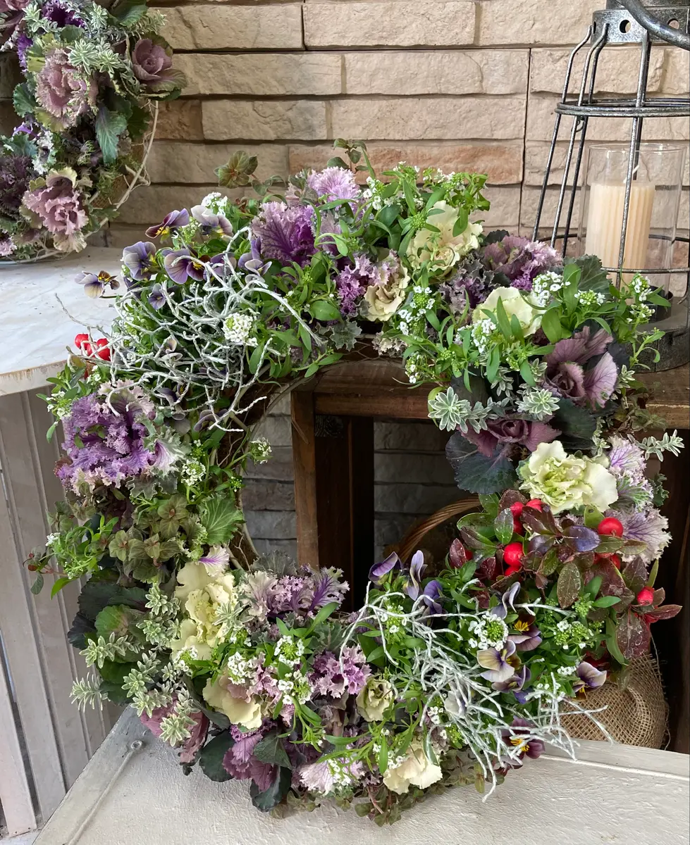 超豪華⭐︎ハボタンのギャザリングリース 葉牡丹のギャザリングリース😆🎶💕｜園芸日記byマリオ｜みんなの趣味の