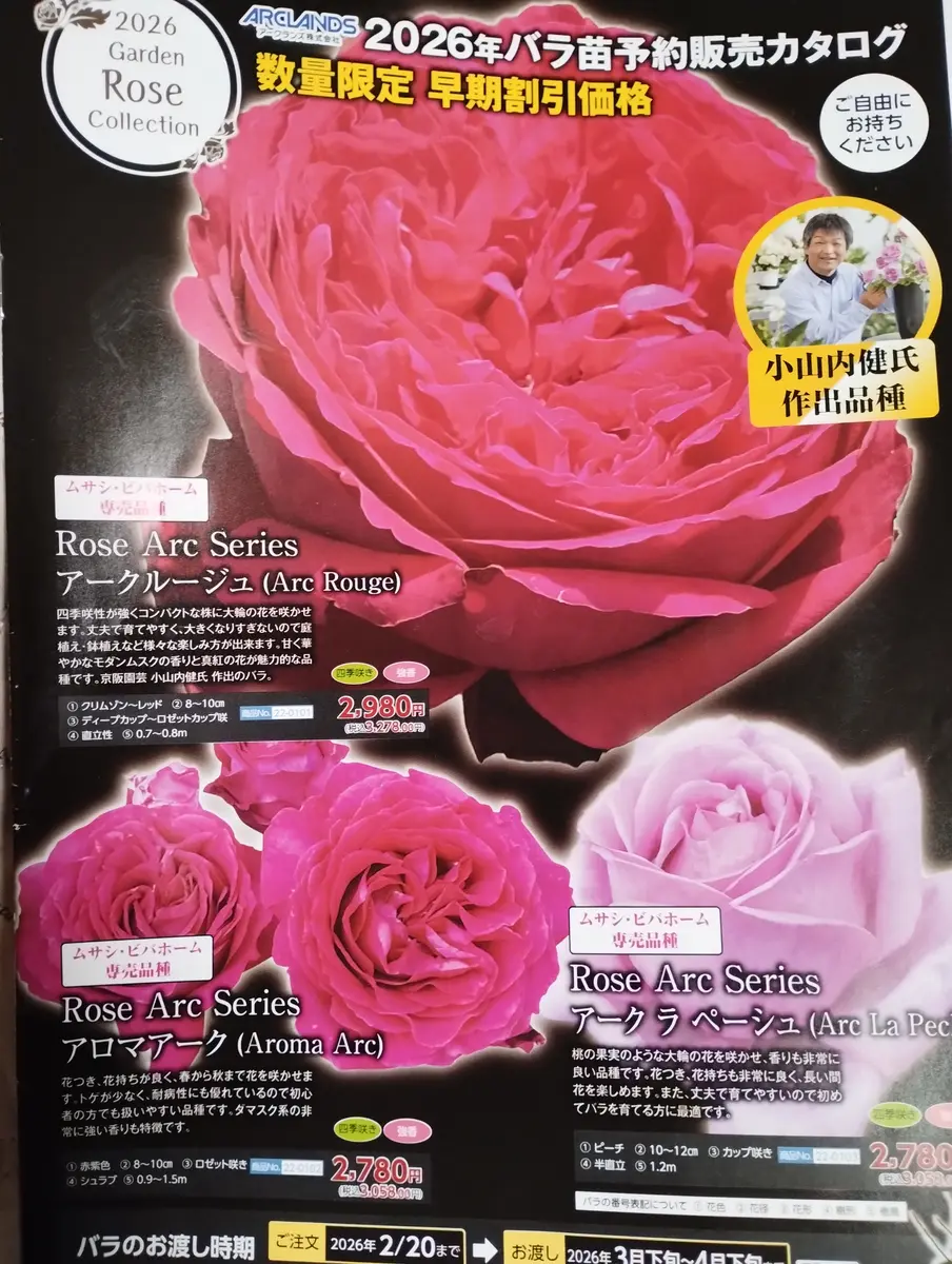 アークランズ（ビバホーム）のバラ苗予約の苗はどこの農家さん