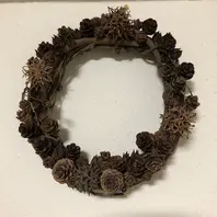 拾った木ノ実のリース。モミジバフウ「作ってみました！」の